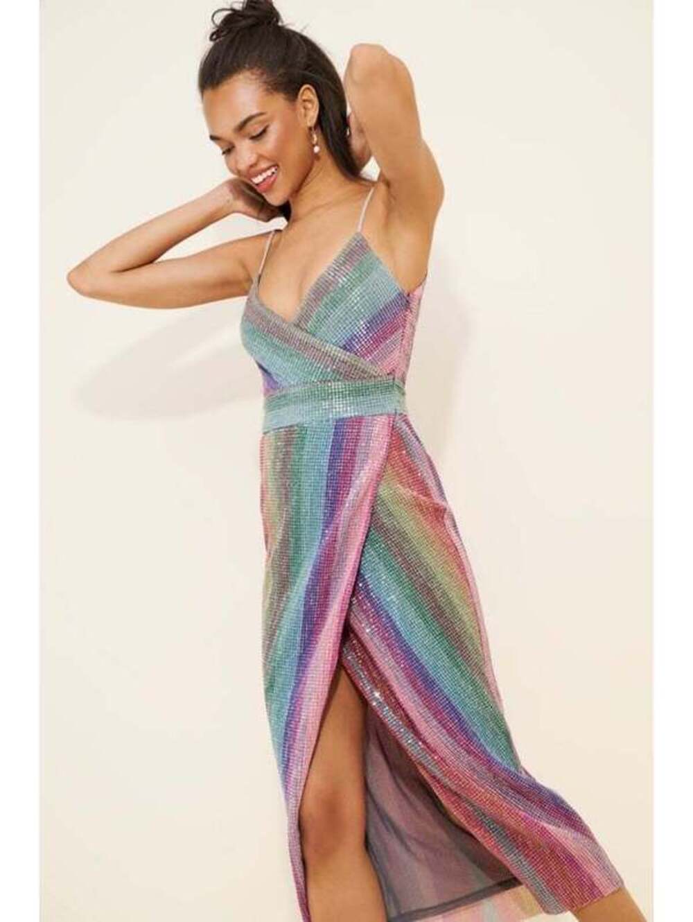NWT Saylor Meghan Rainbow Sequined Midi Dress